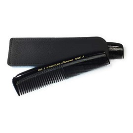 Hercules SÃ¤gemann 600-602 mit Echt-Leder-Etui Profi Herrenkamm Naturkautschuk Haarkamm mit 2 Zahnungen grob + fein - 5 Zoll - Haarkamm Taschenkamm