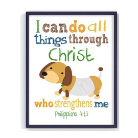Slinky Dog Toy Story Christian Nursery Unframed Print - I Can Do All Things Through Christ Who Strengthens Me - Philippians 4:13