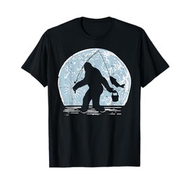 Bigfoot Sasquatch Fishing Moon Funny Fisherman Angler Gift T-Shirt