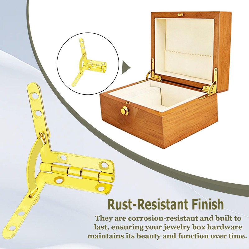 4 Pcs 90 Degree Box Hinges, Heavy Duty Rust-Resistant Jewelry