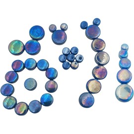 Iridescent Round Glass Mosaic Tiles for Crafts, 500g, Mini Circle Mosaic Glass Pieces for Flower Pots, Vases, Cups, Garden and Home Decoration, DIY Mosaic Accessories (Blue)