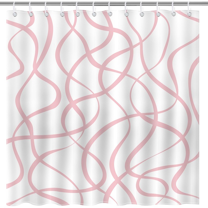 Avezano Grey Striped Shower Curtain Modern Abstract Wavy Grey Bathroom