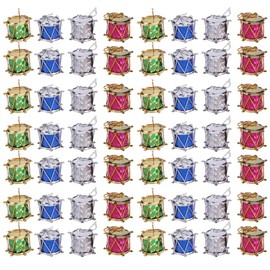SEWACC Christmas Mini Drums, Colorful Glitter Mini Drum Christmas Tree Hanging Ornaments for Holiday Party Decor (Mixed colors)