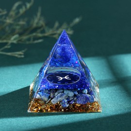 XIANNVXI Fish Pyramid Crystals Lapis Lazuli Stone Pyramids Zodiac Sign Esoteric Spiritual Astrology Gifts 12 Constellation - Fish