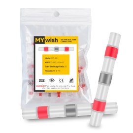 200Pcs Red Heat Shrink Butt Connectors Heat Shrink AWG 22-18, Waterproof Solder Seal Wire Connectors Terminals Solder Sleeve, Wire Splice Connectors for Automotive, Marine, Cable, Wiring by Mywish