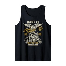 Merced California Retro Distressed Motorcycle Design Tank Top
