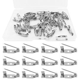 50 Pcs Brooch Pins, Safety Pins, Pin Badge Backs with Holes for Jewelry Crafting, Sewing Fabric (15MM, Silver)