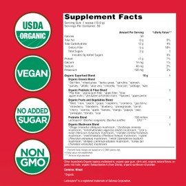 Country Farms Super Greens Berry Flavor, 50 Organic Super Foods, USDA Organic Drink Mix (Wheat Grass, Spirulina, Chlorella) Mushrooms & Probiotics, with Fiber, Gut Health, Natural Energy, 30 Servings