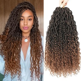 24 inch Goddess Locs Crochet Hair 8 Packs Boho Faux Locs Crochet Braids for Black Women Soft Locs Crochet Hair Pre Looped 1B/30