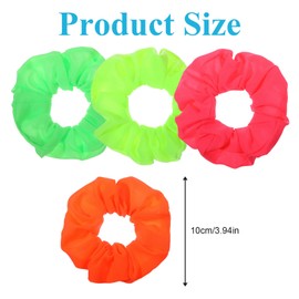 Wanmu 8Pcs Neon Hair Scrunchies, Elastic Hair Bands and Ponytail Holders, 80s Neon Hair Ties, 80s Hair Accessories for Women, Soft Scrunchy Solid Colors