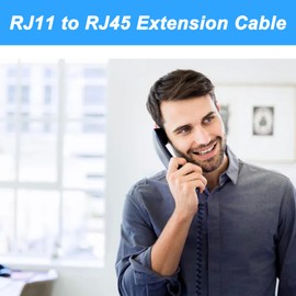 MEIRIYFA RJ11 Phone Jack to RJ45 Ethernet Converter Cable RJ45 8P4C Male to RJ11 6P4C Female Telephone Adapter Wire Cord for Landline Telephone Service (2 Pack)