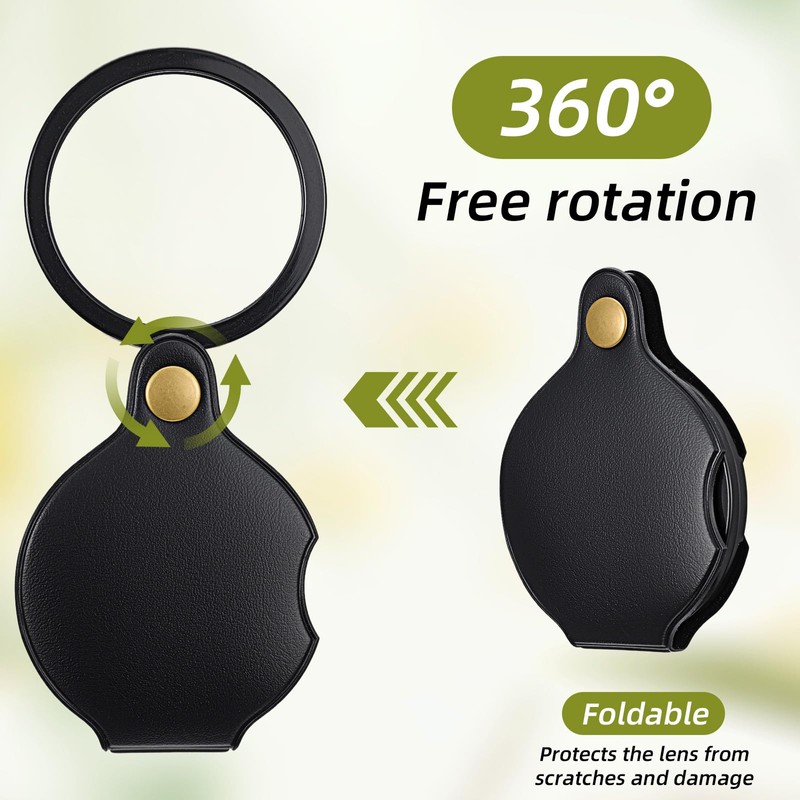 2 Pcs 20X Pocket Magnifying Glass, Rotating Folding Mini Magnifier