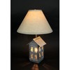 Rustic Galvanized Grey House-Shaped Double Light Table Lamp and Accent