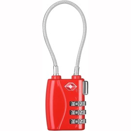 NAGE TSA Locks for Luggage,3 Digit Security Luggage Locks with Alloy Body,Resettable Luggage Locks TSA Approved,Flexible Cable Lock for Travel Baggage,Suitcase,Backpack,Gym Lockers(1 Pack,Red)