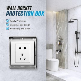 DECHOUS 2Pcs Waterproof Outlet Covers: Plastic Outdoor Weatherproof Outlet Cover Boxes - Self Adhesive Baby Safety Plug Protector - Home Kitchen Bathroom Outside Use