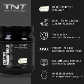 TNT True Nutrition Technology TNT Creatine Monohydrate Capsules (300 Capsules) - Pure Creapure? - High-Dose Vegan Creatine Capsules - Creatine Monohydrate Without Additives? Made in Germany