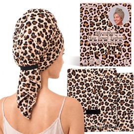 2 Pack Large Leopard Hair Towels 24" x 40" Absorbent Quick Dry Microfiber Towel for Wet Curly Long Short Hair Women Gift for Wedding Home Recreation Beach Yoga
