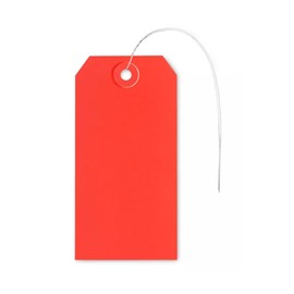 Size #5 Red Tags with Attached Wires, 4-3/4" x 2-3/8", 1000 Pack