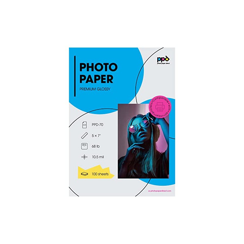 PPD 100 Sheets 7x5 Inkjet Premium Photo Paper Gloss (280