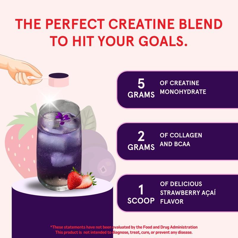 Peach Perfect Creatine Monohydrate Powder, Creatine for Women with Collagen,