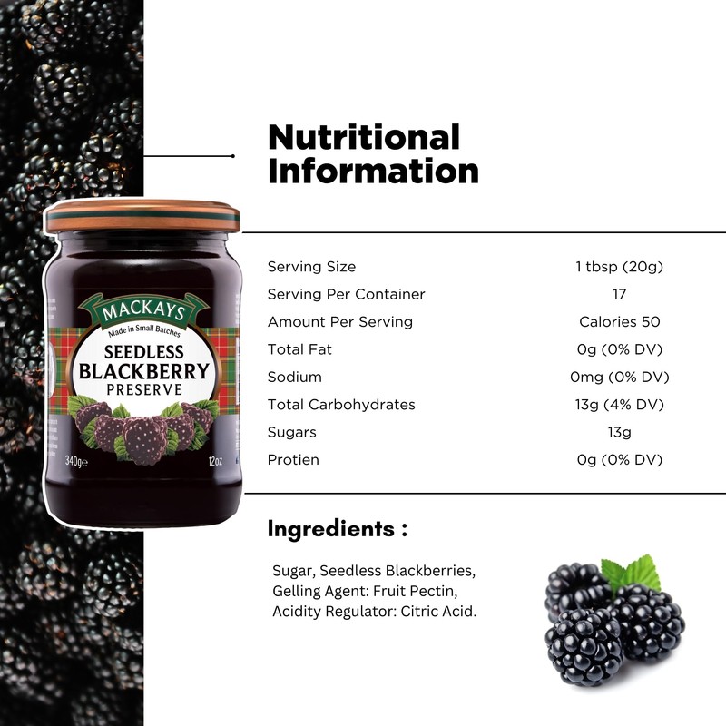 Mackays Seedless Blackberry Preserve, 12 Ounce