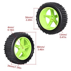 AllinRC 1/10 PreGlued 12mm Hex 2.2'' RC Buggy Wheels and Tires for Traxxas Redcat Shockwave Wltoys 144001 Losi HSP 94107 94170 RC Off-Road Cars