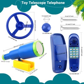 3 Pack Playground Accessories Playset Steering Wheel Telephone Toy Plastic Telescope for Kids Outdoor Backyard (Color Set 4)