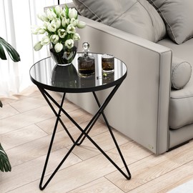 HLR Modern Round Side Table, End Table with Marble Effect Top and Gold Metal Frame, Small Side Table for Living Room, Bedroom, Sofa and Couch, Gold Legs, White Marble top