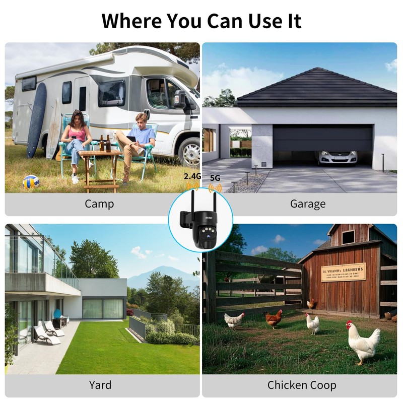 ESCANU Security Cameras Wirelss Outdoor Solar Powered for Home Security,360