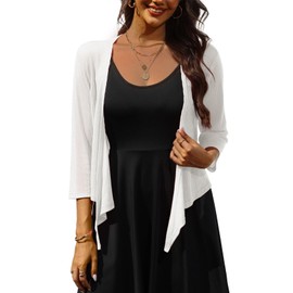 PrinStory Summer Short Sleeves Cardigan for Women Lightweight Tie Front Shrug Snow