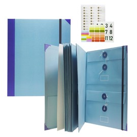 Life Binder Organizer Kit for Documents,Important Document Organizer Folio with Labels,Family Emergency Binder Organizer,Multi-Purpose Pocket Folder Organizer (Blue)