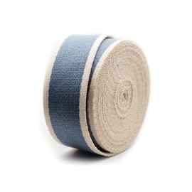 CRAFTMEMORE 1 1/2 Inches Cotton Webbing Strap, Two Tone Heavy Webbing Straps for Arts and Crafts, Luxury Bag Strap (5 Yards, Blue-Ivory)