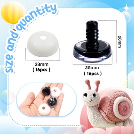 TOAOB 16pcs Plastic Safety Eyes 25mm Large Oval Craft Crochet Doll Eyes with Washers for Stuffed Animals Amigurumis Crocheting Dolls Making