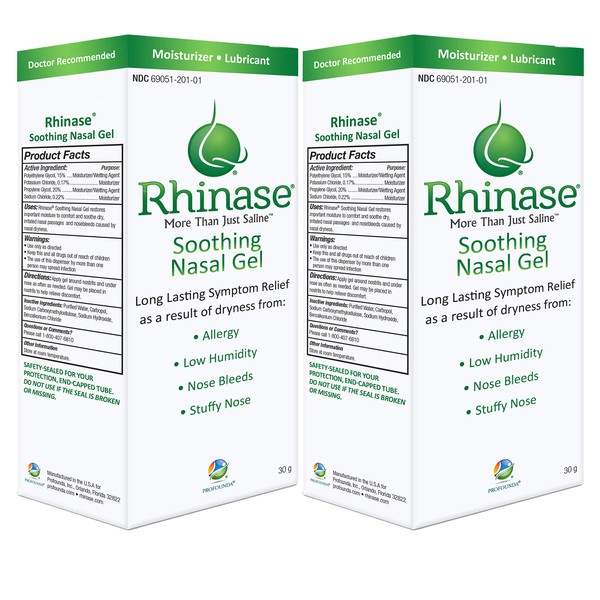 Rhinase Saline Nasal Gel (2 Pack) 1 oz Each - Allergy - Nosebleed - Low Humidity…