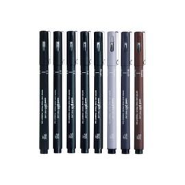 uni -ball 153544968 Pin Pack of 5 Felt Tip Pens Sepia/Dark Grey/Black Assorted 5 Sizes