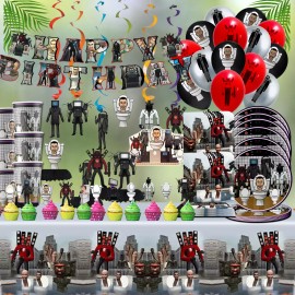 LANASPARTY Toilet Skibidi plate birthday party supplies favor centerpiece decoration theme - 2PC TABLE CLOTH SET