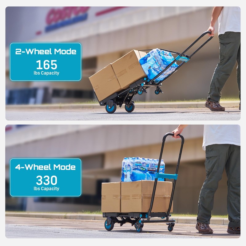 SEESII Foldable Dolly Cart with Wheels, 330 lbs Max Capacity
