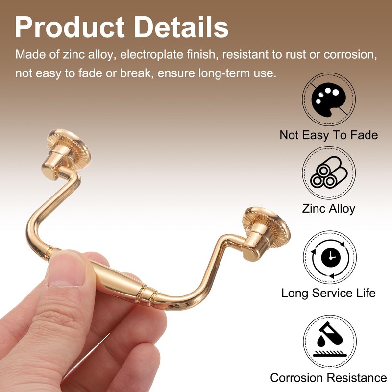 sourcing map 2pcs Bail Pull Handle, 4 Inch Bail Drawer