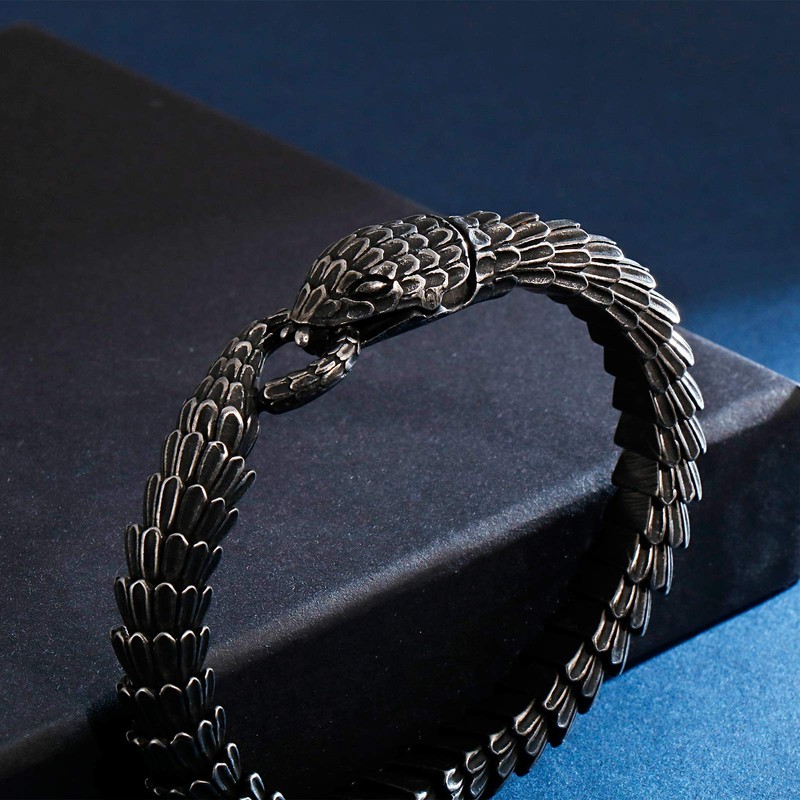 Klapgo Men's Gift Black Snake Link Chain Design Stainless Steel