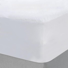 King Size Terry Cotton Mattress Protector - Mattress Cover, Ultra Soft - Premium Fitted 15" Deep Pocket Terry Cotton White