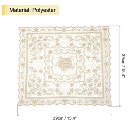 sourcing map Retro Lace Placemat 15x15-in Square Embroidered Table Place Mats French Crochet Doilies Coasters Cup Mat for Home Wedding, Brown
