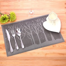 Kitchen Talents Fashion European Style PVC Placemat Heat Insulation Table Mat Protector Anti-skidding,Set of 6 Pcs,Silver