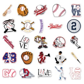 Baseball Stickers for Laptop(50 Pcs),Gift for Kids Teens Adults Girl,Sports Baseball Waterproof Stickers for Water Bottle,Vinyl Stickers for Scrapbook,Journal,Dairy,Skateboard