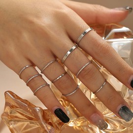 Inateannal Boho Stackable Knuckle Rings Silver Midi Finger Rings Stacking Rings Set Knuckle Joint Finger Ring Vintage Midi Rings for Women and Girls