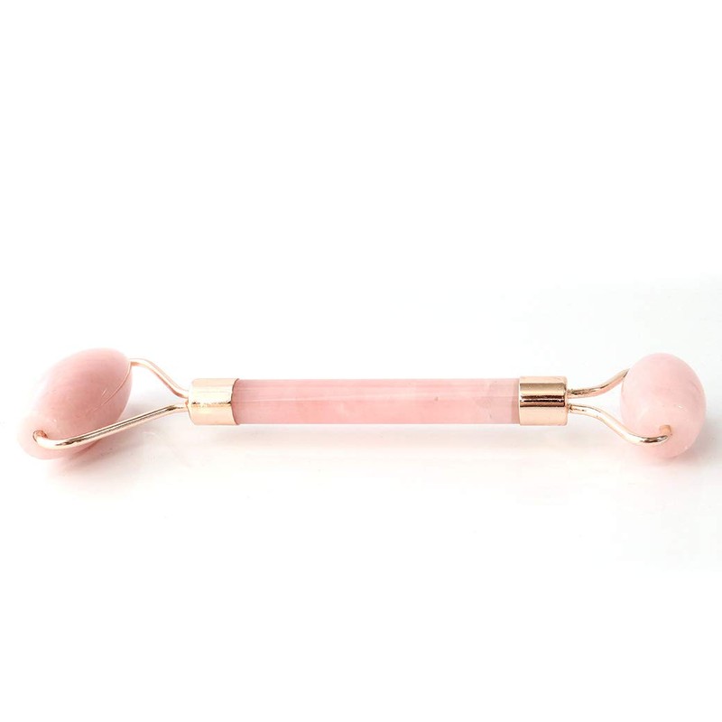 Gold Stone Rose Quartz Face Roller, Double Head, Massage, Natural