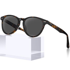 CARFIA Vintage Round Polarized Sunglasses Womens - UV400 Protection Oversized Acetate Frame Sunglasses, Classic Retro Style, One Size Fits Most