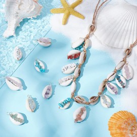 UNICRAFTALE Shell Beads Pendant Natural Cowry Summer Ocean Sea Pendant Jewellery Pendant for Making Necklaces Bracelets and Earrings, Non-precious metal