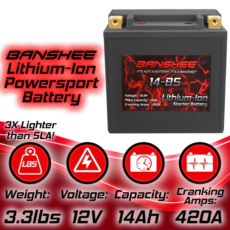 Banshee YTX14-BS Lifepo4 Battery for Piaggio MP3 250 12V 380CA