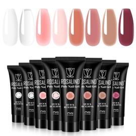 ROSALIND Poly Nail Gel Set, 8 PCS 10ml Clear Neutral Poly Extension Gel Nail Set, Nude Pink Poly Nail Gel Kit Poly Acrylic Nail Enhancement for Nail Art Design