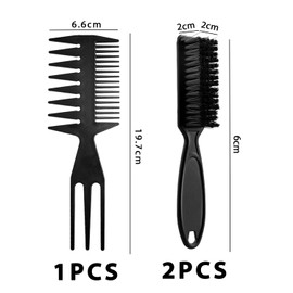 2 Black Beard Brushes with 1 Black Hair Comb, Soft Bristle Brush, Hairdressing Brush, Fade Brush, Men's Hair Brush, Hairdressing Accessories